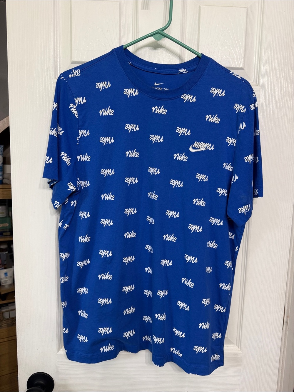 Nike Royal Blue Allover Logo Crew Tee Never Worn